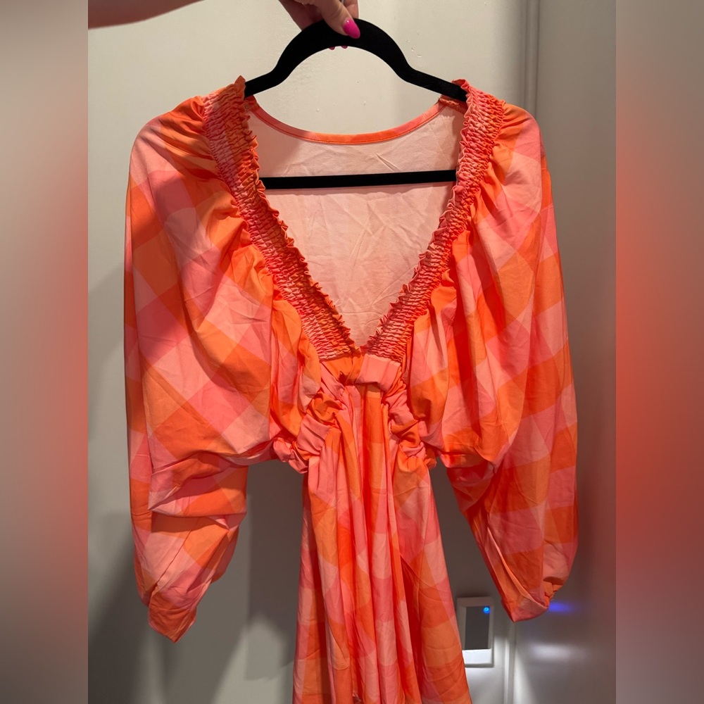 Orange Plaid Romper